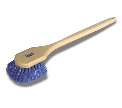 Bon Acid Proof Gong Brush Extra Stiff Plastic Bristles with 20 in. Durable Plastic Handle Heavy Duty Scrub Brush for Concrete Masonry and Surface Prep with 4 1/2 in. Wide Head and 1 1/2 in. Trim
