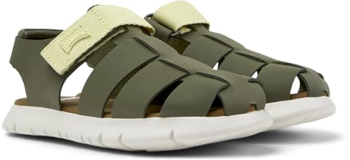 Camper Oruga - Sandals For Boys - Green, Size 28, Smooth Leather/Cotton Fabric - 5