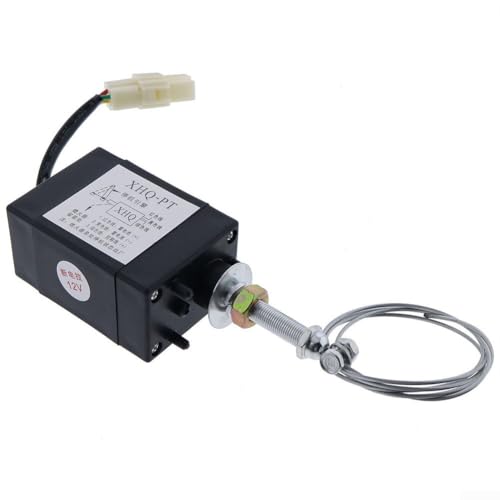 Eawfgtuw XHQ-PT Electromagnético Motor Diesel Stop Solenoide Controlador de Acelerador Eléctrico con 40mm Distancia de Viaje para Grupos Electrógenos 12V/24V (Normal abierto 24V)
