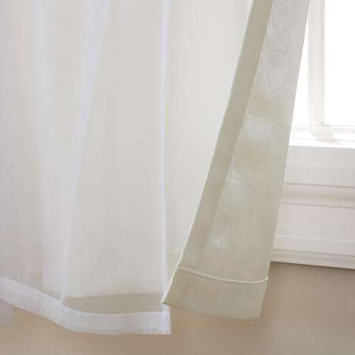 Image of TOWN & COUNTRY LUXE Talia Double Layer Indoor Curtains, Sheer and Room Darkening Blackout, Grommet Top, Energy Efficient, 2-Pack Set, 52 inchx84 inch, Vanilla