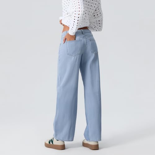 Women's Wide Leg Boyfriend Denim Pants - Low Rise Baggy Casual Loose Jeans - Y2K E-Girl Style3