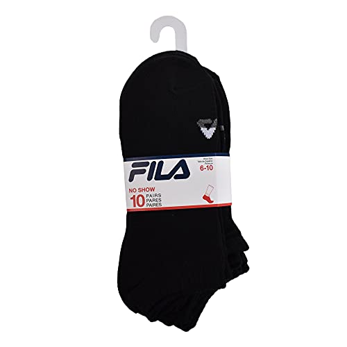Fila Pacote com 10 meias femininas invisíveis, Preto Multi (pacote com 10), Tamanho Único