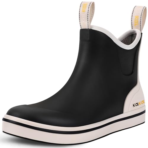Kalkal Women's Deck Boots, Waterproof Fishing Ankle Rain Boots with Upgraded Anti-Slip Outsole, Breathable Lightweight Garden Rubber Boots for Sailing