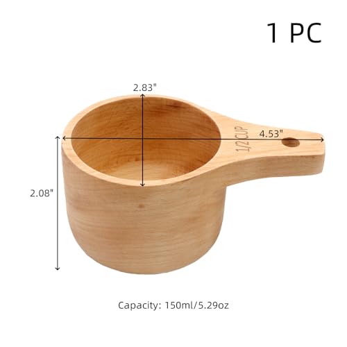 Vaso medidor de madera 1/2 taza para cocina y repostería miniatura 2