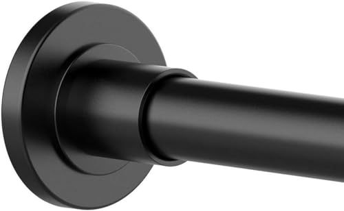 Shower Curtain Rod: Tension Adjustable Non-Slip Curtain Rod Never Rust 304 Stainless Steel Bathroom Telescopic Tension Spring Curtain Pole No Drilling Extendable Clothes Rail (65-100cm/black)
