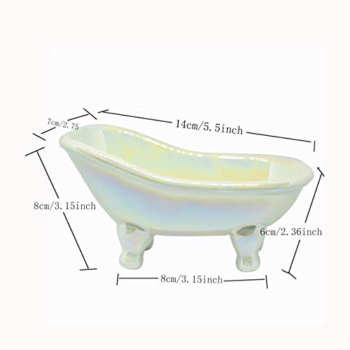 Shining Glittering Rainbow Ceramic Victorian Bathtub Shaped Porcelain Soap Dish Holder Tray Bathroom Kitchen Decor Best Gift (Victorian Style 1Pcs) #TOP1