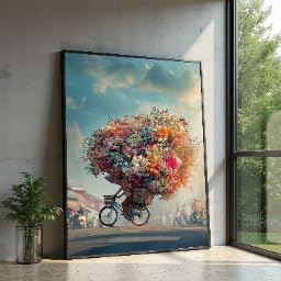 Bouquet de fleurs éternel en peinture de fleurs sur grande toile de décoration 80x110