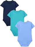 TupTam Kinderen Uniseks Rompertjes met Korte Mouwen 3-Pack, Denimblauw/Donkerblauw/Donkergroen, 116