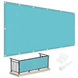 Balkonverkleidung Wetterfest 90x200cm (400Größen verfügbar), Premium PES Polyester 175g/qm Balkon Sichtschutz nach maß Blickdichte, Terrassen Sichtschutz UV-Schutz, ohne Bohren mit Kabelbinder