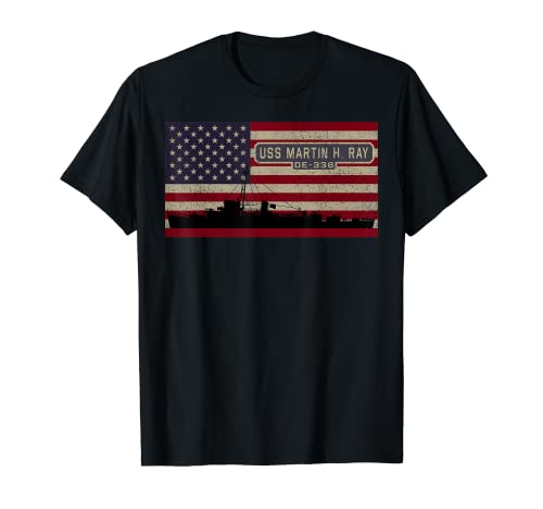Photo de USS Martin H. Ray DE-338 Drapeau américain T-Shirt