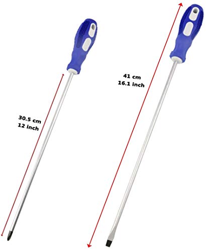 Nxtop 12-inch long Screwdriver Magnetic Tip Cross Head Flat Head NO.2 Screwdriver 2pack