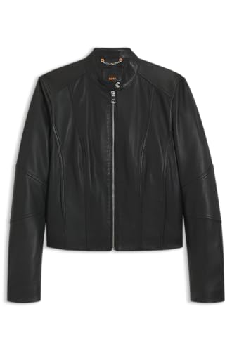 Veste en cuir femmes BOSS noir ajusté taille standard
