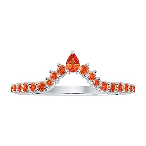 1.10 Ctw Pear & Round Cut 14K White Gold Over Stackable Curved Half Eternity Band Ring For Women's