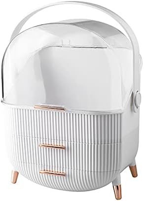 Makeup Organizer,Skincare Organizer with 2 Drawers and Transparent Cover,Cosmetic Display Case for Vanity Organizer and Bathroom Countertop Storage.(White) (style B)