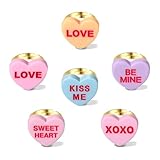 PHALIN 6PCS Valentine’s Day Rings for Women Love XOXO Conversation Candy Heart Stackable Ring Set Adjustable Gold Knuckle Rings Valentine’s Day Finger Rings Accessories Outfits Gifts (Style C)