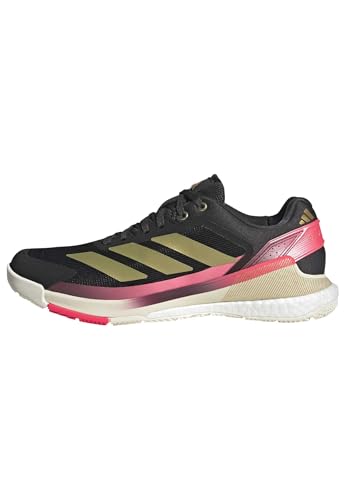 adidas Hombre Crazyquick Boost Padel Shoes, Core Black/Gold Met./Solar Turbo, 42 2/3 EU