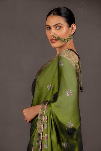 Image of MIRCHI FASHION Saree for Woman Chiffon Foil Work Floral Printed | Ethnic Sari for Function and Farewell with Unstitched Blouse Piece (Available in 15 Colors)