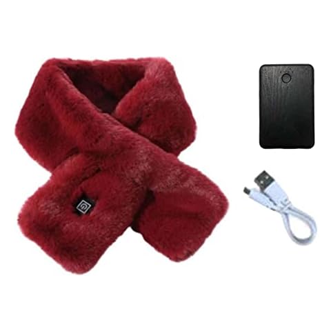 HOT1950s Women Scarf Winter Heating Scarf Neck Shoulder Usb Electric Heated Scarf with Neck Heating Pad,Washable Winter Electric Neck Gaiter Wrap, Heated Neck Scarf (B Wine Scarf with Power Bank) Cover
