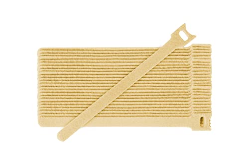 Fix&Easy Klettband Kabelbinder 12,5x200mm bambus beige 25 Stück Set Klett Binder wiederverwendbar für Schilfrohrmatte Balkonsichtschutz Terrasse