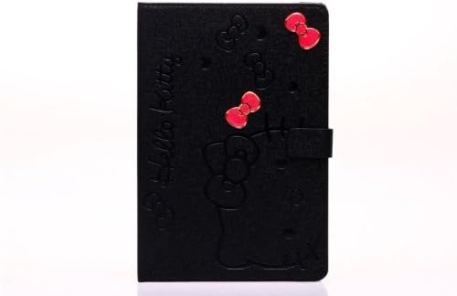 W-RainBow Newest Black Natural Silk & Hello Kitty Pattern Flip Wallet Leather With Stand Case Protector Cover for Apple Ipad Mini 7.9"
