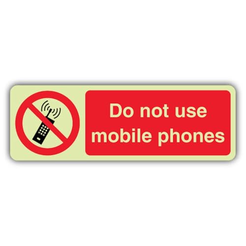 Panneau Do Not Use Mobile Phones photoluminescent triple lueur visible dans le noir