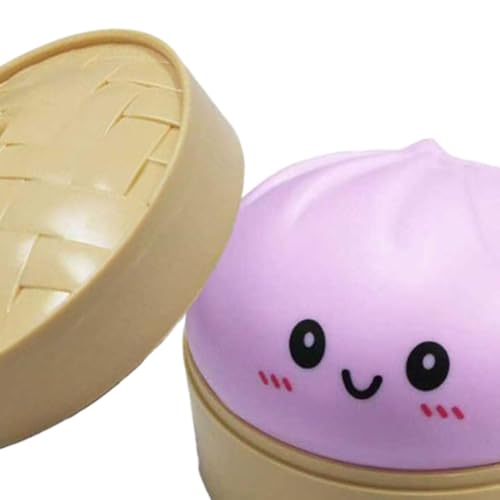 Image of Dumpling Ball Cute Funny for Playing Birthday Gifts Halloween Project Cute Dumpling Bun Squeeze Toy with Steamer Basket, EVA and TPR Foam, Stress Relief for Kids and Adults (Purple)
