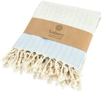 LUFANCY Turkish Beach Towel, Extra Large 170x95cm, Premium Luxury 100% Cotton, Prewashed Blanket For Sauna, Spa, Yoga, Picnic and Beach, Quick Dry, Lightweight, Beach Towels for Adults (Burgundy)