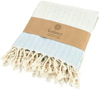 LUFANCY Turkish Beach Towel, Extra Large 170x95cm, Premium Luxury 100% Cotton, Prewashed Blanket For Sauna, Spa, Yoga, Picnic and Beach, Quick Dry, Lightweight, Beach Towels for Adults (Burgundy)