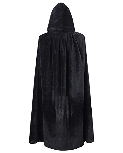 Ourlore Kids Velvet Cape Cloak With Hood Unisex-Child Cosplay Halloween Christmas Costume (Black, 100Cm/39.4Inch) #TOP2