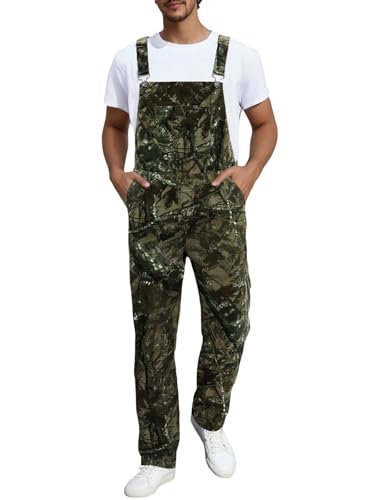LONGBIDA Overalls for Men Jean Coveralls Denim Jumpsuit Camo XXL