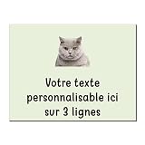 Mygoodprice Plaque décorative British Shorthair en Aluminium Personnalisable 20x15cm ou 30x20cm Alu Brossé Beige