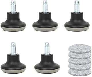 FOROREH 5PCS Glide Castors, Black Office Chair Swivel Caster Wheels, 2 Inch Bell Glides Replacement Office Chair Wheels Stopper with Felt Pads for Furniture, Floor Chair and High Profile Stool