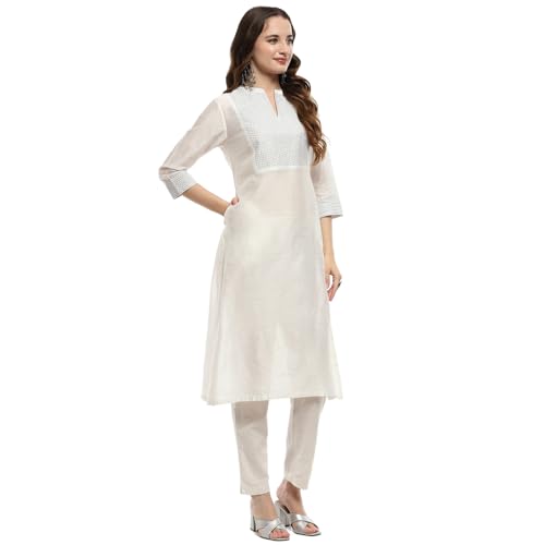 Image of BIBA Women Nylon Viscose Regular Fit Straight Yarndyed Kurta