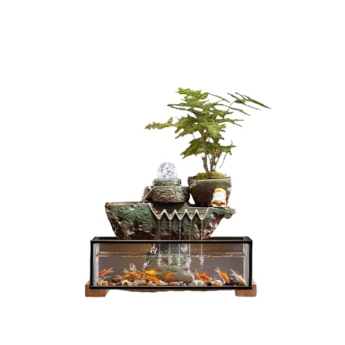 Jompog 金魚鉢 水槽 四角い水槽 メダカ 鉢 メダカ 水槽 大型 おしゃれ 水族館 透明 室内アイテム 装飾的な 家庭 応接室 営業所 (緑の景観はご自身でご購入ください) (42.5×20×33cm)