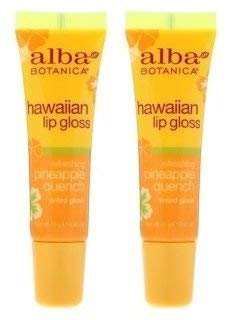 Hawaiian Lip Gloss Pineapple Quench (Pack of 2) With Sunflower Seed Oil, Shea Butter, Silica, Pineapple and Peach, 0.42 oz. Each