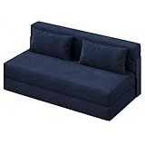 Canapé lit Convertible 2 Place en Velours Côtelé,2 in 1 Fauteuil lit Convertible avec 2 Oreillers,Housse Détachable Lavable,Canapé Paresseux/Chauffeuse 2 Place pour Chambre,Salon(200X150X15cm,Bleu)