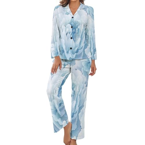 Pyjama femme manches longues pour soirées cocooning pivoine