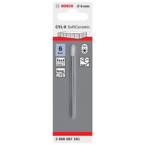 Bosch Professional 1x punte per piastrelle CYL-9 SoftCeramic (per piastrelle di ceramica morbide, Ø 6 x 80 mm, accessori trapani)