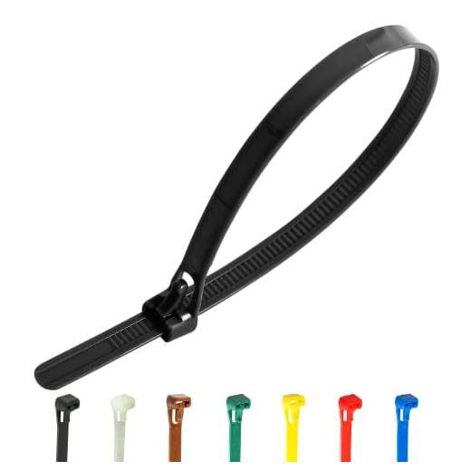 100 unidades de alta resistencia negro reutilizables Bridas – 250 mm x 7,6 mm Premium Tie Wraps – Alta calidad fuerte nylon Zip Ties por gocableties