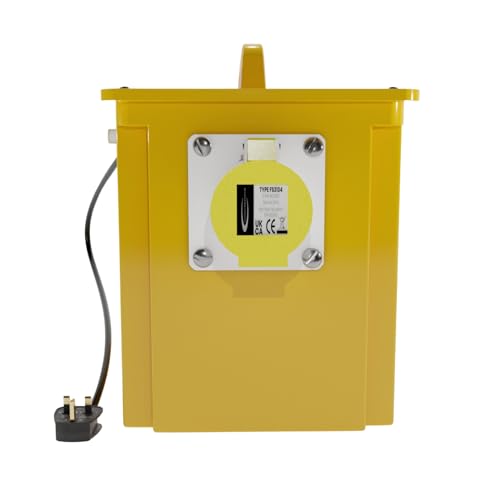 Heavy Duty 1.5kVA 110V Transformer 13A Fuse Plug Adapter UK Portable 240V to 110V Step Down Transformer Twin 16A Sockets IP44 Rated for Safety Ideal for Construction Work Site, Industrial Power Tools