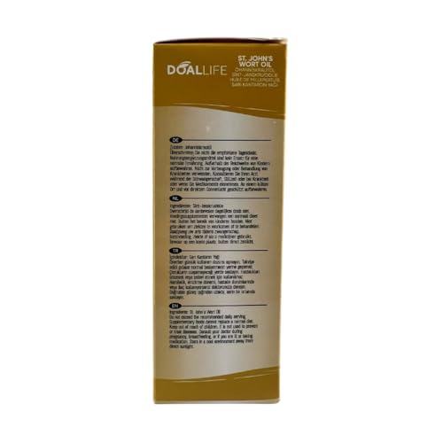 DOALLIFE St. John’s Wort Öl 100ml – Johanniskrautöl, Naturreines Pflegeöl für Haut, Narben & Wunden – Vegan & Kaltgepresst – Braunglasflasche