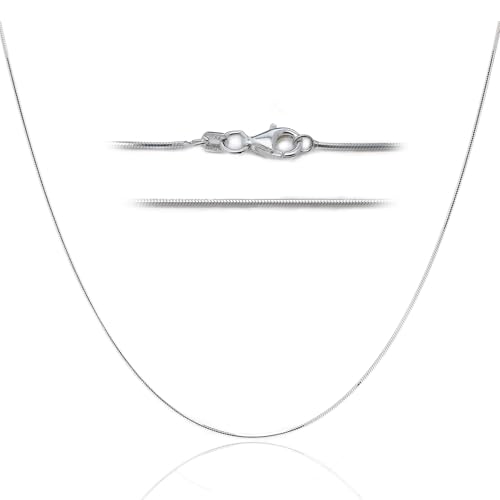 DSS 925 Sterling Silver Necklace for Women, 8 Sided Snake Chain 1mm, Lobster Claw Clasps, Sterling Silver Chain, Italian Jewelry for Women, 20in