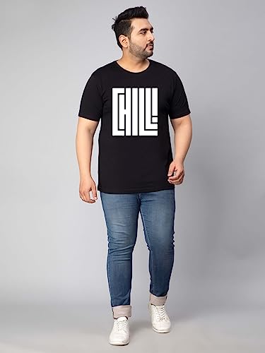 Image of Toodlegram Men Plus Size Cotton Printed T-Shirt Regular Fit Black