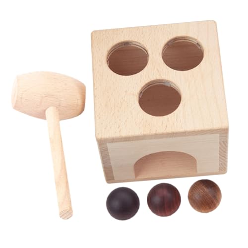 VICASKY 1 Set Box Toy Wooden Play Blocks Wood Ball Drop Toy Steam Educational Toys Knocking Balls Toy Pound and Tap Bench Color Shape Sorter Box Pure Solid Wood