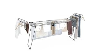 Colombo Stendibiancheria Estensibile Brooklyn | Stendino Allungabile in Acciaio Antiruggine con Fili Telescopici XXL Antipiega 195-260cm, Blocco Ali e Porta Grucce | Stenditura 25m | Made in Italy