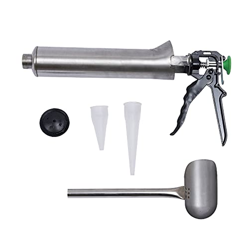 Mortar Grout Gun,Hand Caulking Guns, Cement Wall Sewing Gun, 15Inch Stainless Steel Hand Caulking GunsCement Mortar Cement Wall Sewing Mortar Cement Spray Applicator Tool with 2 Nozzles