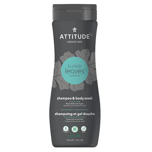 Attitude 2In1 Shampoo And Body Wash, Ewg Verified, Plant And Mineral-Based Ingredients, Vegan And Cruelty-Free Personal Care Products, Scalp Care, Black Willow And Aspen, 16 Fl Oz #TOP20