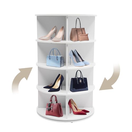 Zapatero Giratorio de 4 Niveles, Independiente, con Torre giratoria de 360°, para Guardar Bolsos, organizadores giratorios, Zapatero Vertical con Capacidad para 16 Pares de Zapatos.