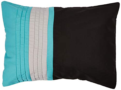 Chezmoi Collection Napa 7-Piece Luxury Leaves Scroll Embroidery Bedding Comforter Set (Full, Teal/Gray/Black)