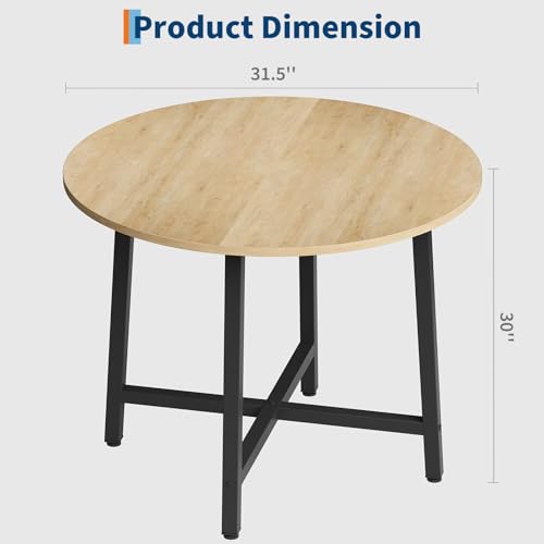 Image of IDEALHOUSE 31.5 Inch Round Dining Table for 2-4, Small Kitchen Dining Room Table for Space Saving, Wood Circle Kitchen Table with Sturdy Metal Frame (No Chairs)
